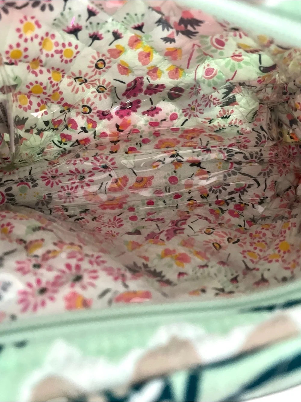 Vera Bradley Mint Floral Quilted Cosmetic Bag